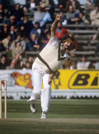 Dennis Lillee bowling for Australia against England during the 1995 Prudential Trophy at Edgbaston. Photograph: S&G and Barratts/EMPICS Sport