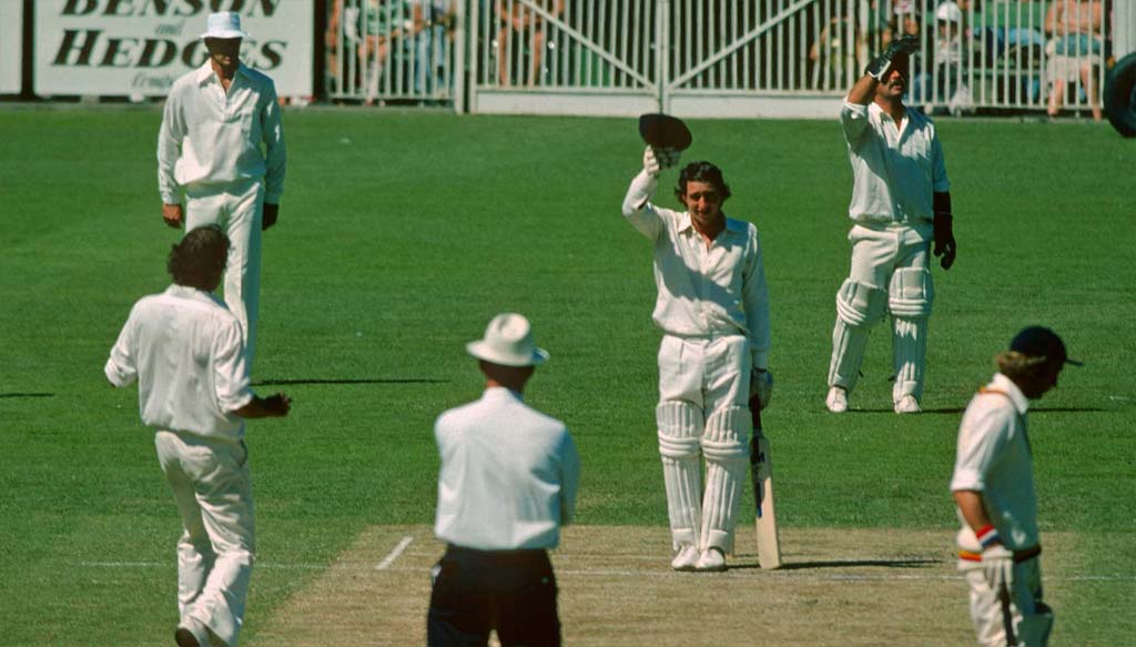 Derek Randall’s hundred was most memorable for doffing his cap after evading a particularly nasty bouncer