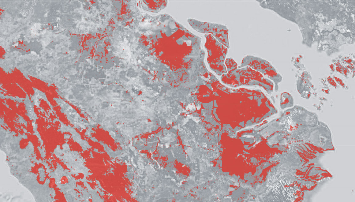 Satellite view of Indonesia in 2012